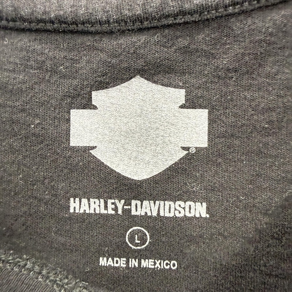 Harley-Davidson Shirt Mens Large Black HDMC Skull Helmet Graphic Long Sleeve Tee - Picture 3 of 9